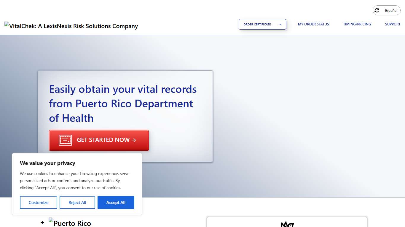Puerto Rico Department of Health (PR) Order Certificates - VitalChek
